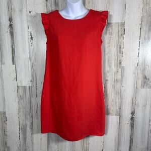 Cynthia Rowley Red Orange Shift Dress – Size 4 – Flutter Sleeve Cocktail Work